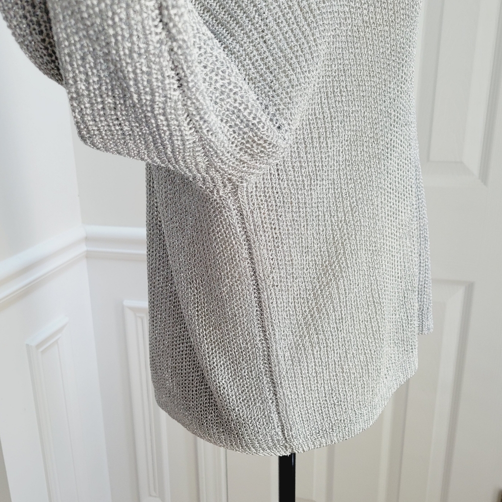 RTA Rhys Metallic Silver Open Knit Pullover Sweater - Picture 3 of 14